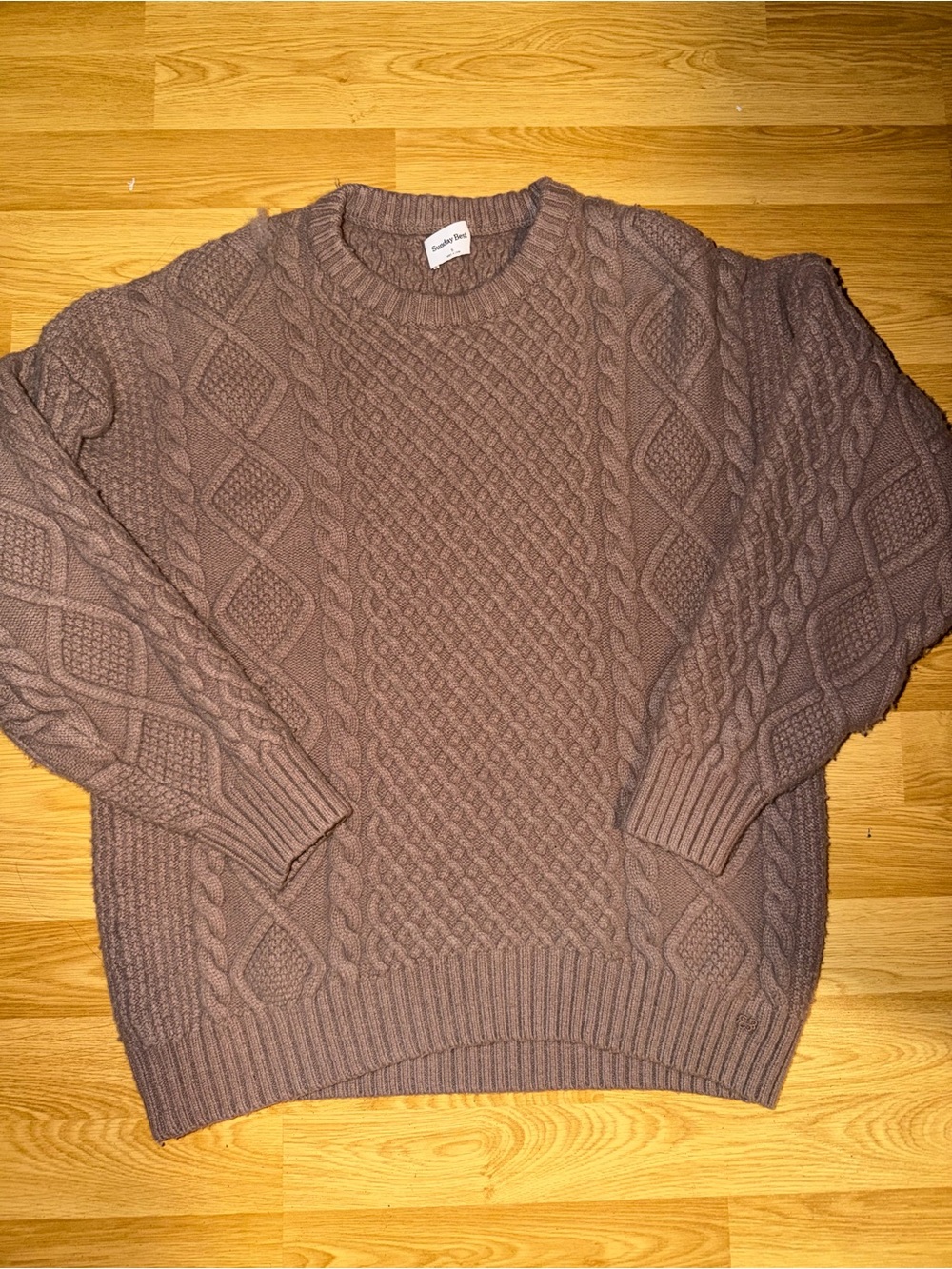 Women's Aritzia Cable Knit Crewneck Sweater - Brown